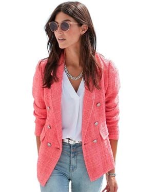 Lascana Double Breasted Boucle Blazer - Red