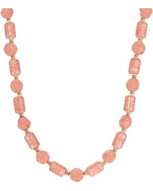 2028 Cracked Glass Strand Necklace - Pink