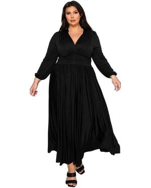L I V D Plus Size Solene Empire Waist Dress - Black