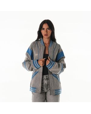 The Wild Collective And Detroit Lions Oversized Retro Full-zip Jacket - Blue