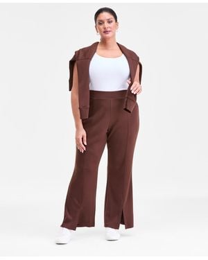 INC International Concepts Plus Size Pull-on Split-hem Flare Pants - Red