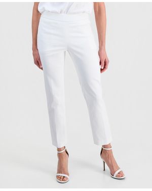 Kasper Stretch Twill Cropped Pull-on Pants - White
