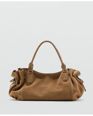 Mango Suede Shoulder Bag - Brown