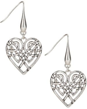 Patricia Nash Scandinavian Knot Collection Heart Hoop Earrings - Metallic