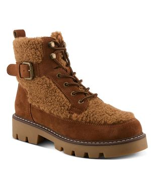 Spring Step Azura Namiko Suede And Sherpa Bootie - Brown