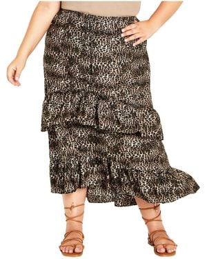City Chic Plus Size Brinley Skirt - Brown