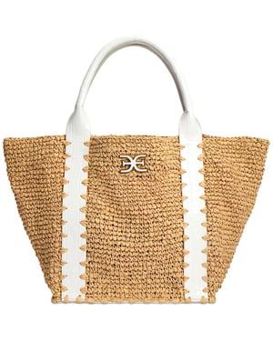 Sam Edelman Marley Large Raffia Collapsible Tote Bag - White