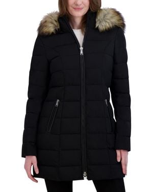 Laundry by Shelli Segal Faux-fur-trim Hooded Puffer Coat - Black