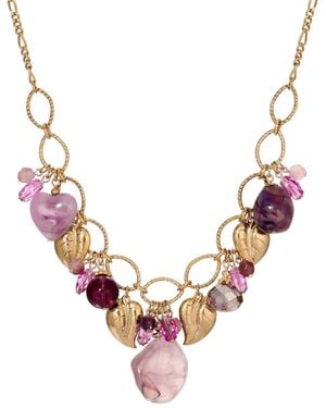 2028 Cluster Bead Drop Necklace - Pink