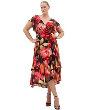 City Chic Plus Size Demure Floral Maxi Dress - Red