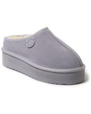 Dearfoams Fireside By Queenstown Genuine Shearling Platform Clog Slipper - Gray