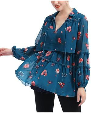 Kimi + Kai Kimi + Kai Maternity Floral Print Nursing Blouse - Blue