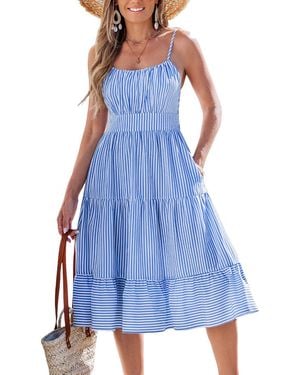 CUPSHE Midsummer Dream Striped Midi Beach Dress - Blue