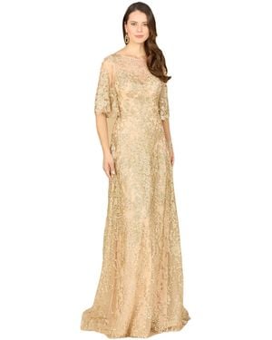 Lara Cape Sleeve Mother's Gown - Metallic