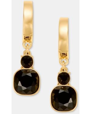 DKNY Crystal 14mm Drop Hoop Earrings - Metallic
