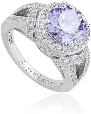 SUZY LEVIAN NEW YORK Cubic Zirconia Round Cut Engagement Ring - Purple