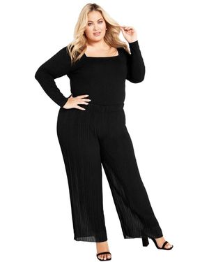 Avenue Plus Size Victoria Pleated Pull On Pant - Black