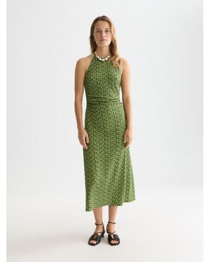 Scotch & Soda Embroidered Long Sleeve Cotton And Linen Shift Dress - Green