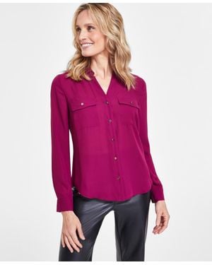 INC International Concepts Collared Button-down Blouse