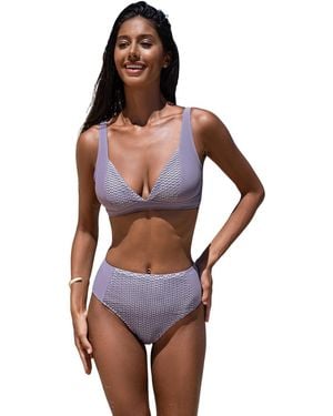 CUPSHE Panel Spliced High Waist Bikini Set - Multicolor