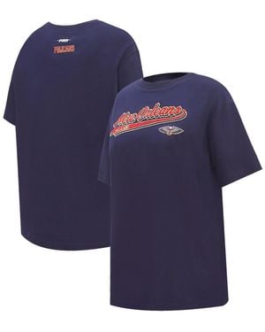 Pro Standard New Orleans Pelicans Script Boyfriend T-shirt - Blue