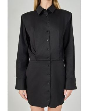 Endless Rose Button Up Long Sleeve Dress - Black