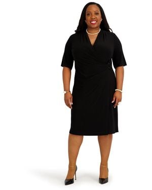 Kasper V-neck Midi Dress - Black