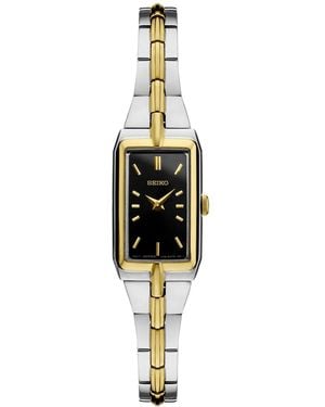 Seiko Essential Two Tone Stainless Steel Bracelet Watch 15mm - Black