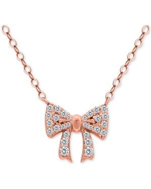 Giani Bernini Cubic Zirconia Bow Pendant Necklace - Pink