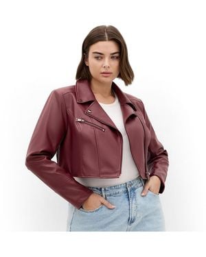 City Chic Amira Faux Leather Jacket - Red