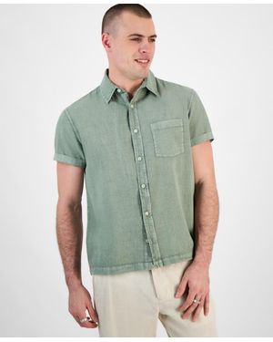 Sun & Stone Sun + Stone Blake Linen Chambray Short Sleeve Button-front Shirt - Green