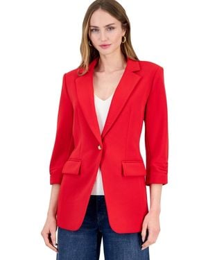 INC International Concepts 3/4-sleeve Single-button Blazer - Red