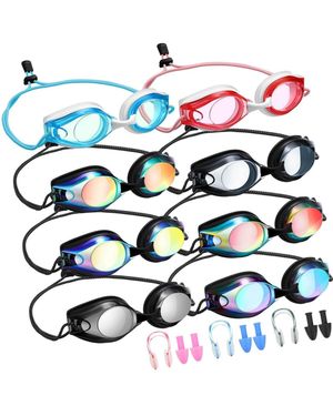 Gnuadz 8pc Swim goggles Anti Fog Silicone Ear Plug Nose Clip - Blue