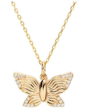 Little Sky Stone Butterfly Pendant Necklace - Black