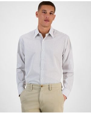 Club Room Long Sleeve Button-front Micro Check Dress Shirt - Gray