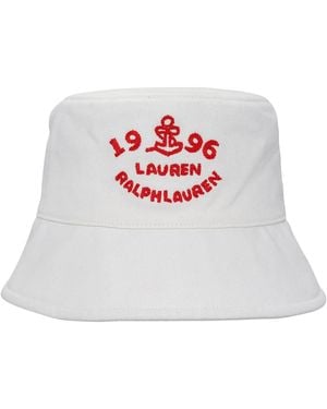 Ralph Lauren Embroidered Logo Bucket Hat - White