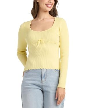 Bcx Long-sleeve Lace-up Tie Detail Sweater - Yellow