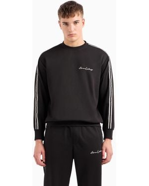 ARMANI EXCHANGE | Striped Sleeve & Logo Swetshirt - Black