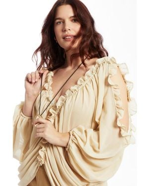 June + Vie June + Vie Draped Off-the-shoulder Blouse - Natural