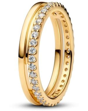 PANDORA Double Band 14k Gold-plated Ring - Metallic