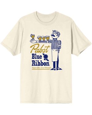 Pabst Blue Ribbon Bartender With Beer Natural Ground - White