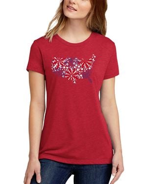 LA Pop Art Premium Blend Usa Fireworks Word Art T-shirt - Red