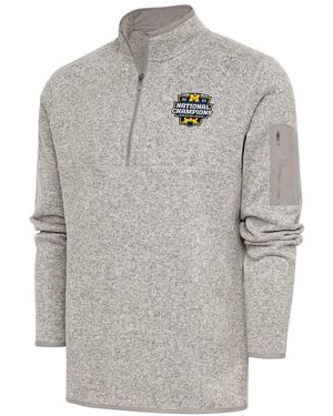 Antigua Michigan Wolverines College Football Playoff 2023 National Champions Fortune Quarter-zip Jacket - Gray