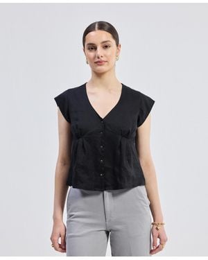 REISTOR Deep V-neck Short Top - Black
