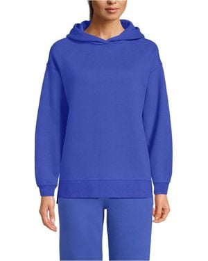 Lands' End Long Sleeve Serious Sweats Hooded Tunic Sweatshirt - Blue