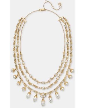 Marchesa Lauren Ralph Lauren Crystal & Imitation Pearl Layered Statement Necklace - Metallic