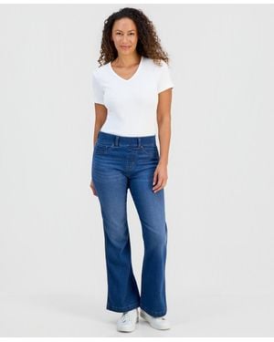 Style & Co. Petite Pull-on Shaping High-rise Bootcut Jeans - Blue