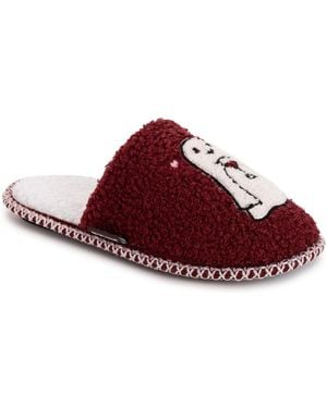 Muk Luks Punch Needle Fall Halloween Novelty Scuff Slipper - Red