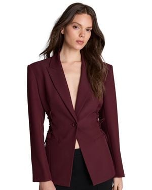 Kenneth Cole Inverted-pleat Wide-leg Single Button Lace-up Blazer - Red