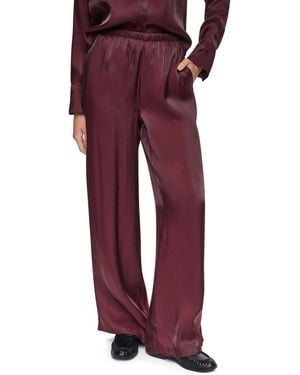 DKNY East River Shine Wide Leg Pull-on Satin Pants - Red
